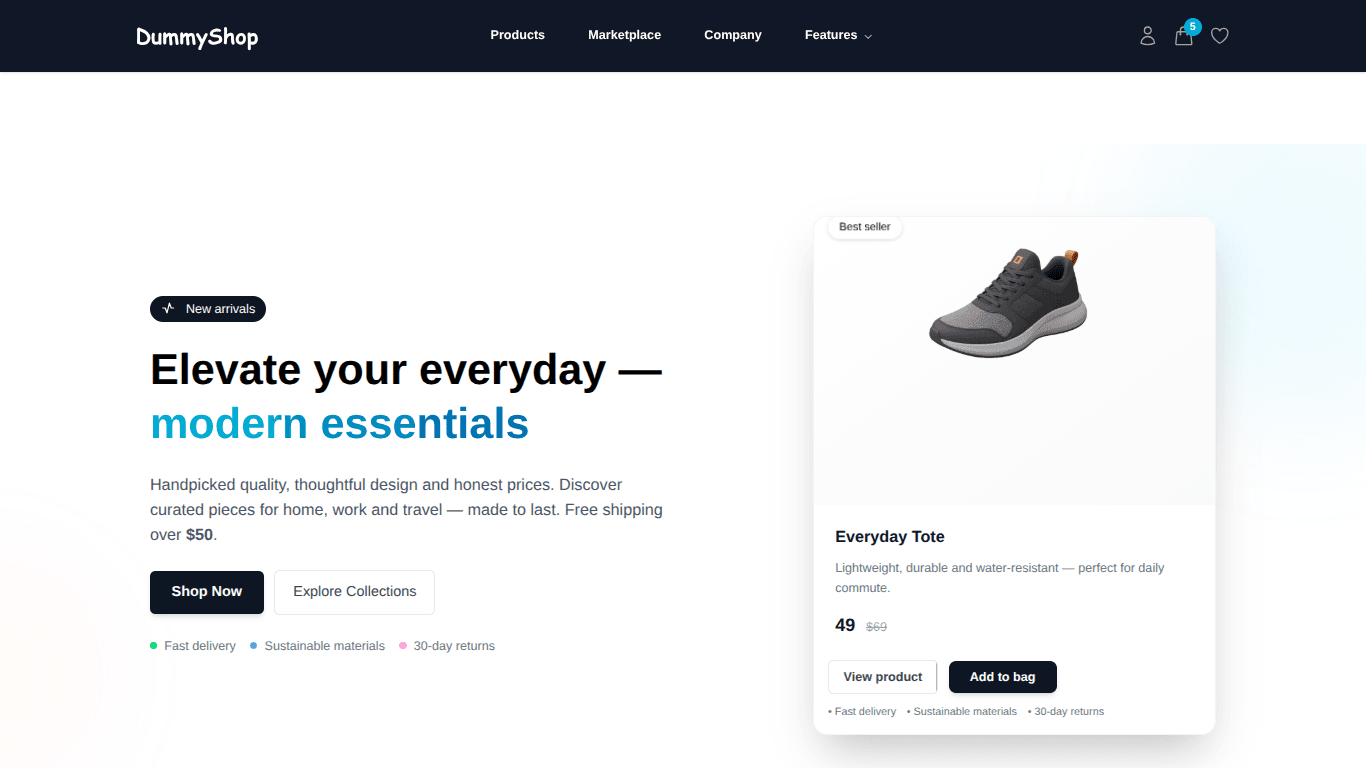 Modern eCommerce Store application interface