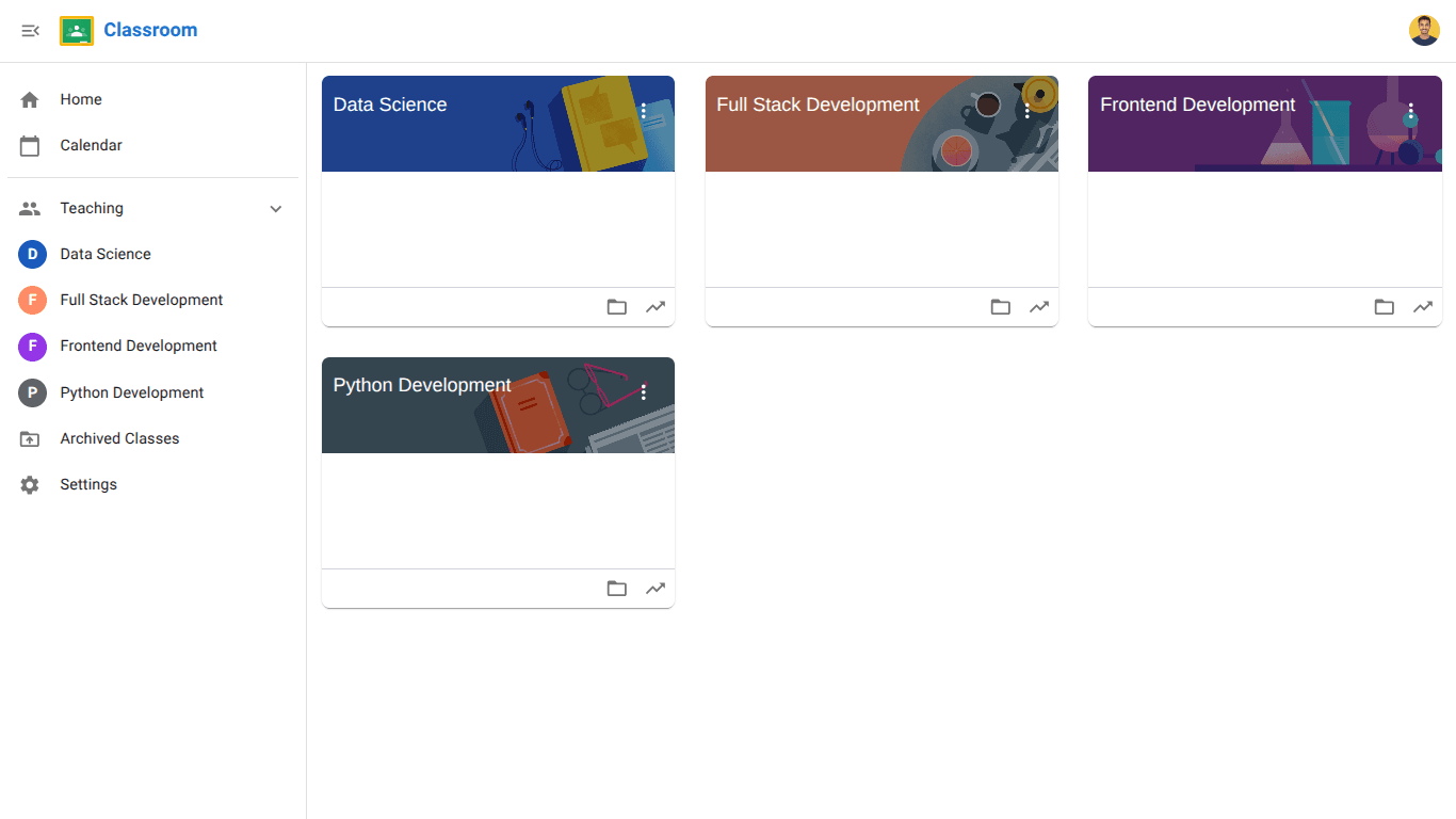 Classroom Management Clone application interface